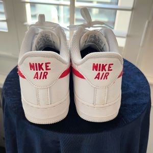 Nike Air Force 1 shoe custom red swoosh